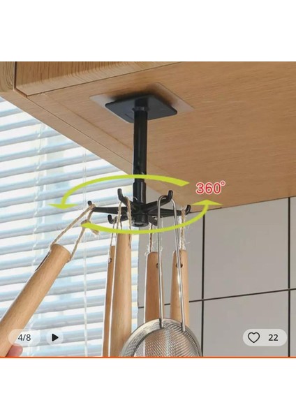 Çok Amaçlı Yapışkanlı Askı 360 Derece Dönen Mutfak, Banyo, Takı Yapışkanlı Askı Pratik Mutfak Askılığı