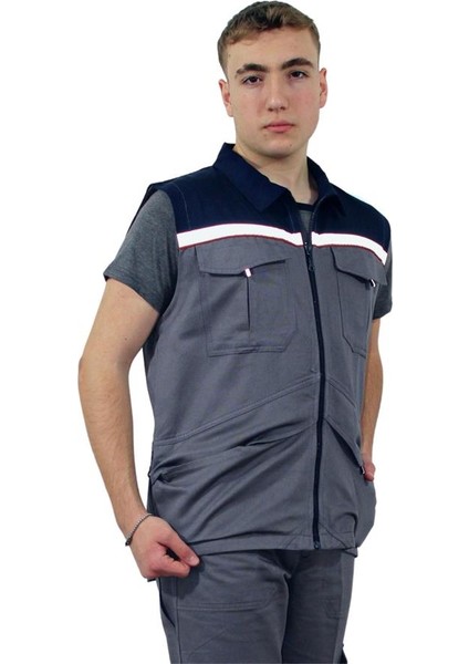 PY04Y Unisex Gri Plus Gabardin Yazlık Yelek