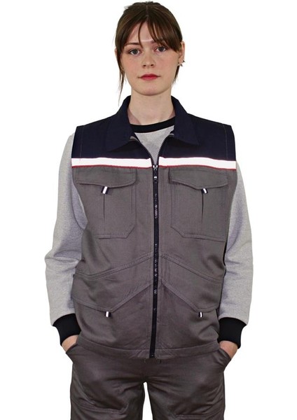 PY04Y Unisex Gri Plus Gabardin Yazlık Yelek