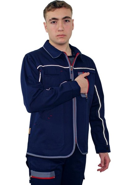 GM06 Unisex Lacivert Fermuarlı Gabardin Yazlık Mont