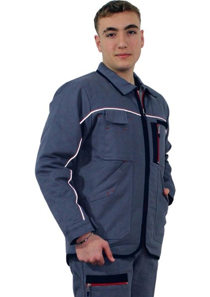 GM04K Unisex Gri Fermuarlı Gabardin Kışlık Mont