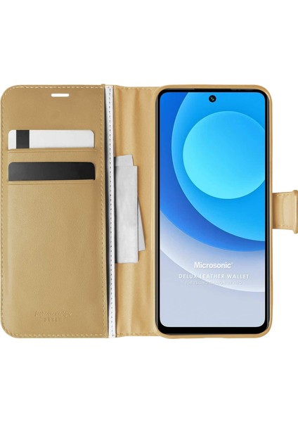 Tecno Camon 19 Neo Kılıf Delux Leather Wallet Gold