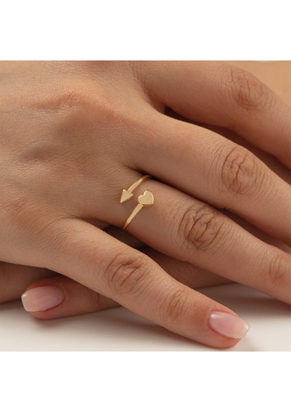 14 Ayar Kalbe Giden Ok Altın Yüzük 14CGKYZK003