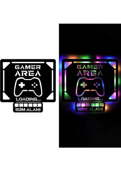 Işıklı Kişiselleştirilebilir Tablo Gamer Area Dekoratif Gece Lambası