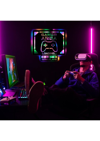 Işıklı Kişiselleştirilebilir Tablo Gamer Area Dekoratif Gece Lambası