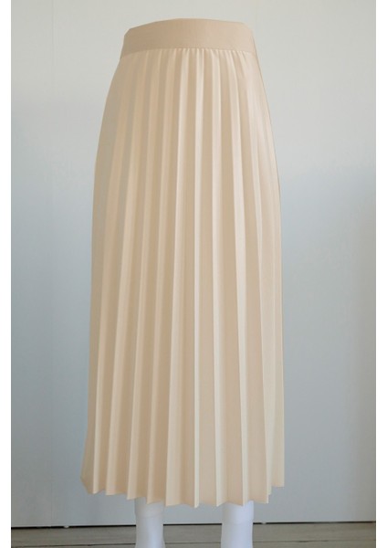 - Pileli Bej Tesettür Etek 35151BEJ