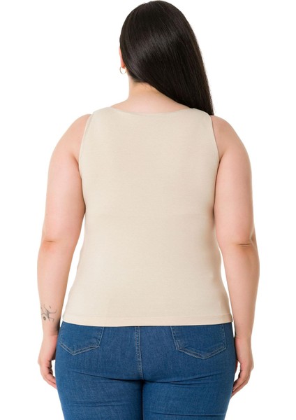 Büyük Beden Askılı Yarım Astarlı Viskon Bej Rengi Body modelleri