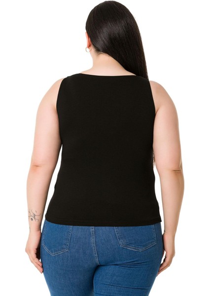 Büyük Beden Askılı Yarım Astarlı Viskon Siyah Body modelleri