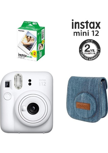 Instax Mini 12 Fotoğraf Makinesi 20'li Film ve Jean Çantalı Hediye Seti 77 indirimleri