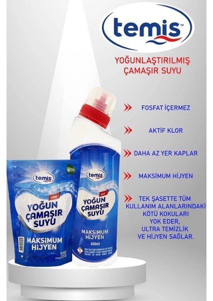 Yeni Nesil Yoğun Kıvam Konsantre Çamaşır Suyu (1 Paket=10 Şaset) = 4 Lt Eşdeğer + Şişe Hediye