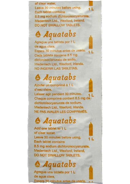 Aquatabs Doğada Hayatta Kalma 8,5mg. Su Arıtma Tableti