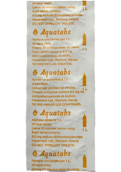 Aquatabs Doğada Hayatta Kalma 8,5mg. Su Arıtma Tableti