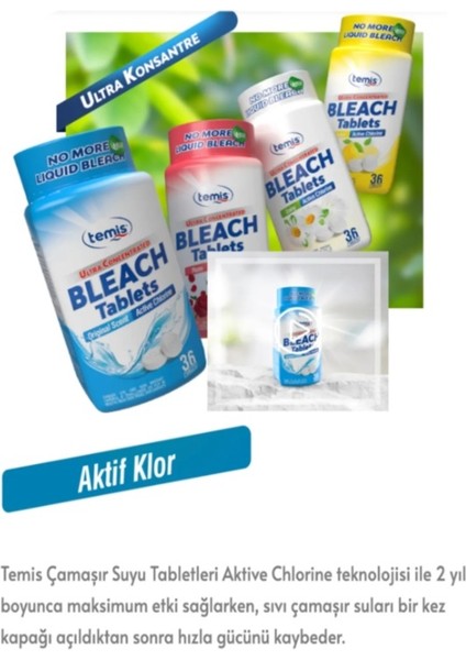 Yeni Nesil Çamaşır Suyu Tableti & Fosfat Içermez (1 Paket = 36 Tablet) = 5 Litre Eşdeğer