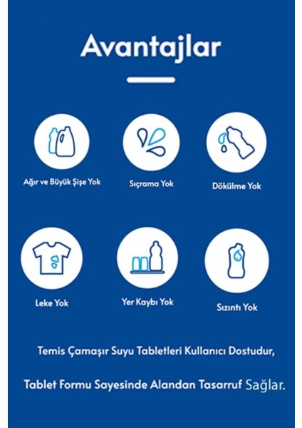 Yeni Nesil Çamaşır Suyu Tableti & Fosfat Içermez (1 Paket = 36 Tablet) = 5 Litre Eşdeğer