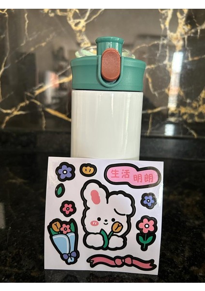 550 ml Kilit Kapak Pipetli Stickerlı Termos Suluk Matara MNB05535 MNB05535 indirimleri