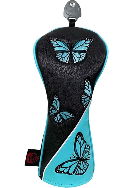 Kulüp Kafa Kapağı Kelebek Desen Golf Ahşap Headcover For Ulaşım Black Ut (Yurt Dışından)