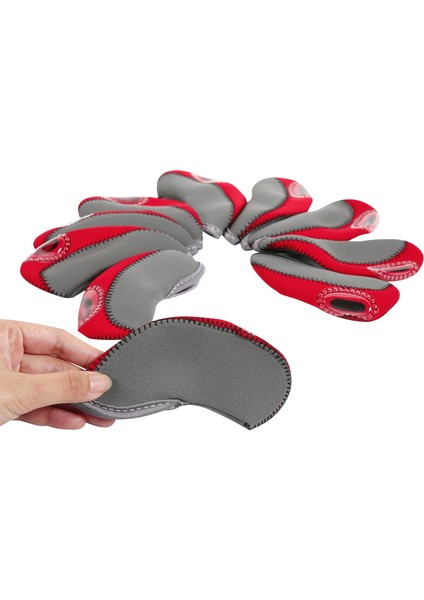 10PCS Neopren Golf Ütüler Kafa Kapağı Seti Hibrid Kafa Kapağı Koruyucu Kapaklar Gri Kırmızı (Yurt Dışından) modelleri