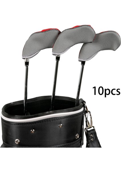 10PCS Neopren Golf Ütüler Kafa Kapağı Seti Hibrid Kafa Kapağı Koruyucu Kapaklar Gri Kırmızı (Yurt Dışından) fırsatları