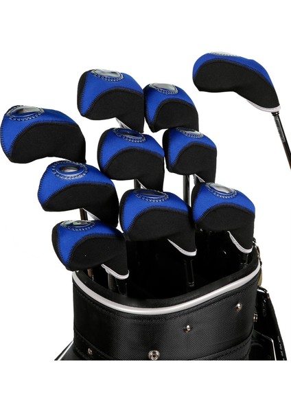 10PCS Neopren Golf Ütüler Kafa Kapağı Seti Hibrid Kafa Kapağı Koruyucu Kapaklar Mavi Siyah (Yurt Dışından) modelleri