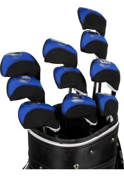 10PCS Neopren Golf Ütüler Kafa Kapağı Seti Hibrid Kafa Kapağı Koruyucu Kapaklar Mavi Siyah (Yurt Dışından) indirimleri