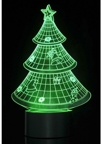 3D LED Noel Ağacı Lazer Kesim Işığı | USB ile Çalışan Çok Renkli Gece Lambası Masa Oyuncağı (Yurt Dışından)