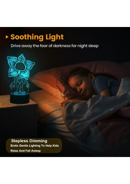 Stranger 3D Gece Lambası, 7 Renk Değiştiren Optik Illüzyon Akıllı Dokunmatik Masa Masa Lambası, Uzaktan Kumandalı, Çocukların Ev Dekorasyonu Için Mükemmel Hediyeler LED Lamba (Yurt Dışından)