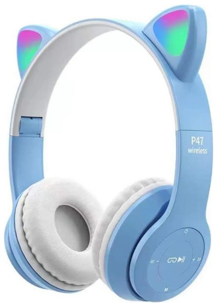 SW88 Bluetooth Kedi Kulaklık Katlanabilir Kulaklık -Mavi