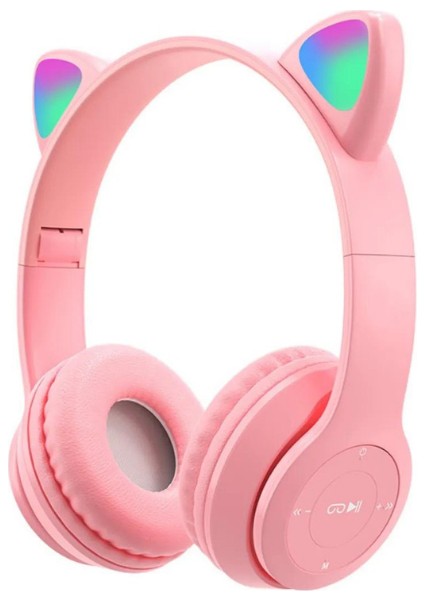 SW88 Bluetooth Kedi Kulaklık Katlanabilir Kulaklık -Pembe