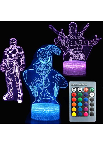 3D Gece Lambası Dokunmatik Masa Masa Lambası Üç Desen 7 Renk Akrilik Düz ve Abs Çatlak Tabanlı ve Çocuklar Çocuklar Için USB Kablolu Optik Illüzyon Işıkları (Yurt Dışından)