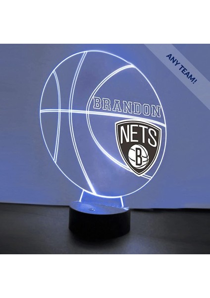 Brooklyn Basketbol Ağları Spor Gece Işığı Masa Masa Lambası Spor Kask LED El Yapımı Uzaktan Kumanda ile Kişiselleştirilmiş Büyük Hediye (Yurt Dışından)