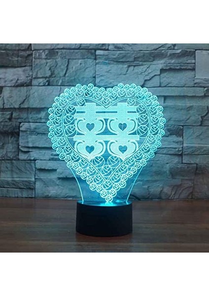 Kalp Şeklinde Mutlu Kelime Lambası Çocuklar Için 3D Gece Lambası, 16 Renk Değiştirmeli ve Uzaktan Kumandalı 3D Illüzyon Lambası, Erkek ve Kız Çocuklar Için Doğum Günü Hediyesi (Yurt Dışından)