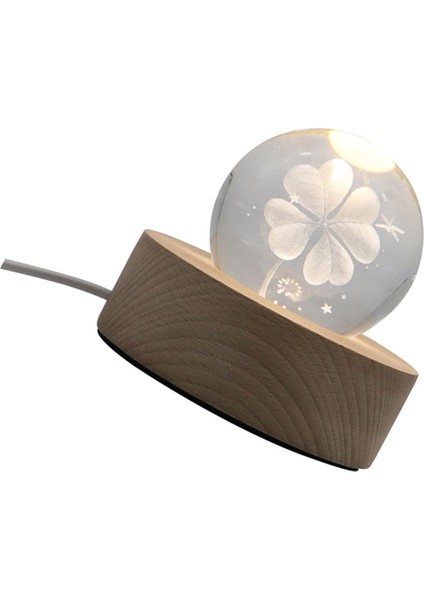 Adet Dört Yapraklı Küçük Gece Lambası Atlıkarınca Müzik Kutusu Kristal Müzik Topu Müzik Kutusu Kristal Atmosfer LED Lamba 3D Top Işık 3D Top Lamba Küresel Işık Döndürmek Için Akrilik (Yurt Dışından)