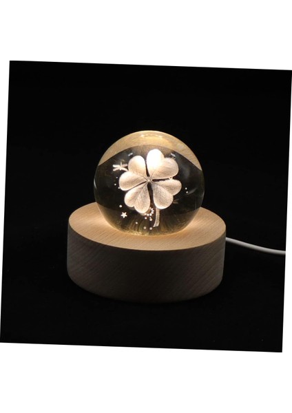 Adet Dört Yapraklı Küçük Gece Lambası Atlıkarınca Müzik Kutusu Kristal Müzik Topu Müzik Kutusu Kristal Atmosfer LED Lamba 3D Top Işık 3D Top Lamba Küresel Işık Döndürmek Için Akrilik (Yurt Dışından)