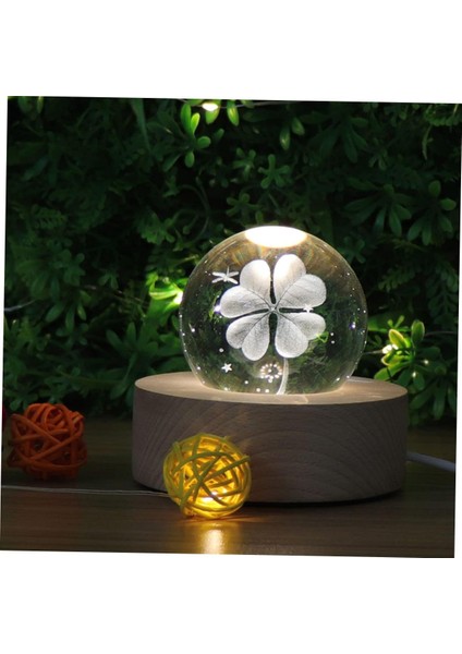 Adet Dört Yapraklı Küçük Gece Lambası Atlıkarınca Müzik Kutusu Kristal Müzik Topu Müzik Kutusu Kristal Atmosfer LED Lamba 3D Top Işık 3D Top Lamba Küresel Işık Döndürmek Için Akrilik (Yurt Dışından)