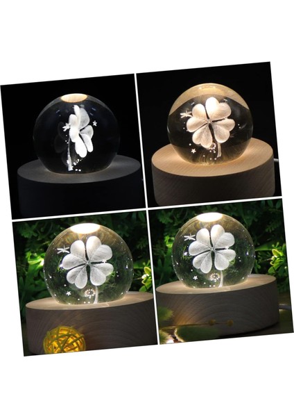 Adet Dört Yapraklı Küçük Gece Lambası Atlıkarınca Müzik Kutusu Kristal Müzik Topu Müzik Kutusu Kristal Atmosfer LED Lamba 3D Top Işık 3D Top Lamba Küresel Işık Döndürmek Için Akrilik (Yurt Dışından)