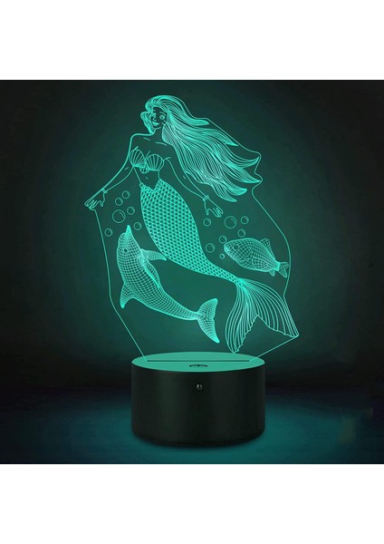 3D Güzellik ve Balık Uzaktan Kumanda 16 Renk Gece Işıkları Illusion Akrilik LED Masa Başucu Lambası Çocuk Yatak Odası Masa Dekor Çocuklar Için Doğum Günü Noel Hediyesi Oyuncak (Yurt Dışından)