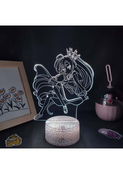 Hayranları Için Anime No Game No Lifeed 3D Nightlight 16 Renk Dekor Illusion Uzaktan Kumandalı LED Lamba, Manga Shiro Figürü Noel Hediyesi Oyuncaklar Çocuklar/erkekler (Lava Lambası) (Yurt Dışından)