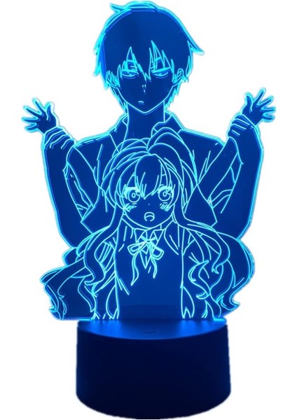 7/16 Renkler Kısılabilir Dokunmatik Uzaktan Anime 3D Illusion Lamba Manga Toradora Taiga Aisaka Gece Lambası Yatak Odası Dekorasyon LED Masa Lambası Çocuklar Noel Hediyeleri (Yurt Dışından)