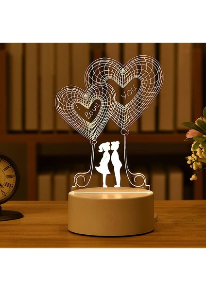 Sevgililer Günü 3D Yaratıcı Işık, LED USB Ekran Işık Lambası Akrilik Gece Lambası LED Lamba Kadınlar Için Hediye, Anne, Sevgililer Günü, Yıldönümü (Yurt Dışından)