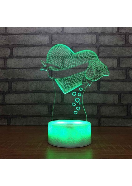 Kalp Şeklinde Gül Lamba Çocuklar Için 3D Gece Lambası, 16 Renk Değiştirme ve Uzaktan Kumandalı 3D Illüzyon Lambası, Erkekler ve Kızlar Için Doğum Günü Hediyesi (Yurt Dışından)