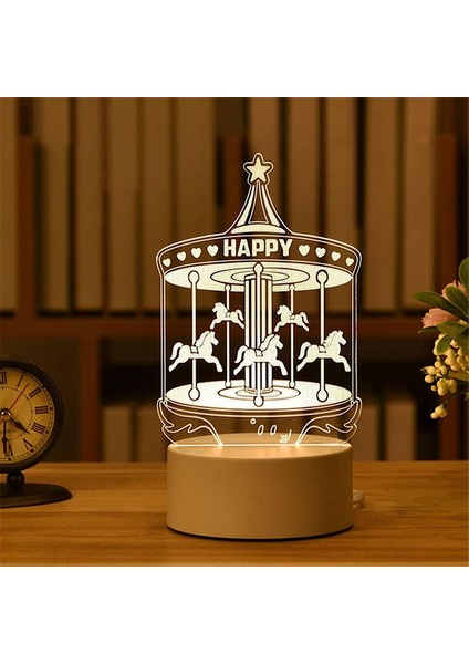 1 Adet Romantik Aşk 3D Akrilik Ev Için LED Lamba Çocuk Gece Lambası Masa Lambası Doğum Günü Partisi Dekoru Sevgililer Günü Başucu Lambası (Renk: USB Sıcak Beyaz, Renk Yayan: Muma) (Yurt Dışından)