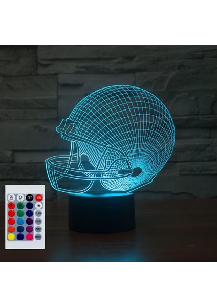 Çocuklar Için Gece Lambası 3D Rugby Şapkası LED Lamba Uzaktan Kumandalı 16 Renk Değiştirme Noel Doğum Günü Hediyesi Çocuk Için (Yurt Dışından)