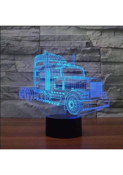 7 Renkli USB Değişen 3D Illusion Masa Lambası Kamyon Hediye Yatak Odası Deco Için Dokunmatik Düğme ile LED Gece Lambası (Yurt Dışından)