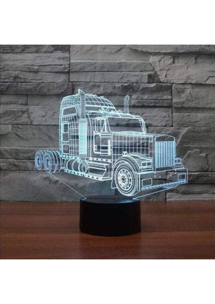 7 Renkli USB Değişen 3D Illusion Masa Lambası Kamyon Hediye Yatak Odası Deco Için Dokunmatik Düğme ile LED Gece Lambası (Yurt Dışından) modelleri