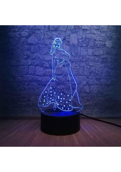 Kız Desenli Lamba Çocuklar Için 3D Gece Işığı, 16 Renk Değiştirmeli ve Uzaktan Kumandalı 3D Illüzyon Lambası, Erkekler ve Kızlar Için Doğum Günü Hediyesi (Yurt Dışından)