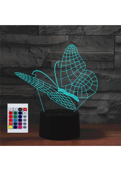 Çocuklar Için Gece Lambası 3D Kelebek LED Lamba Uzaktan Kumanda ile 16 Renk Değiştirme Noel Doğum Günü Hediyesi Çocuk Için (Yurt Dışından)