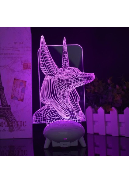 Mısır Anubis Firavun Şekil 3D Illusion Lamba Uzaktan Kumanda ile LED Gece Lambası + 7/16 Renk Değiştirme USB Masa Lambaları Ev Dekorasyonu Çocuklar Doğum Günü/noel Hediyeleri (Yurt Dışından) fırsatları