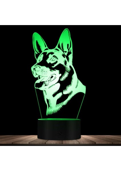 3D Kurt Köpek Gece Işığı Lambası Illusion Gece Lambası 7 Renk Değiştirme Dokunmatik Anahtar Masa Masa Dekorasyon Lambaları Hediye Akrilik Düz Abs Taban USB Kablosu Oyuncak (Yurt Dışından)