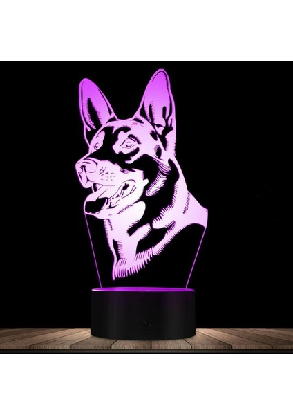 3D Kurt Köpek Gece Işığı Lambası Illusion Gece Lambası 7 Renk Değiştirme Dokunmatik Anahtar Masa Masa Dekorasyon Lambaları Hediye Akrilik Düz Abs Taban USB Kablosu Oyuncak (Yurt Dışından) fırsatları