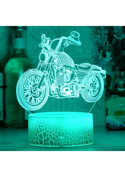 3D Motosiklet Gece Işığı Dekoru Masa Danışma Optik Illüzyon Lambaları 7 Renk Değiştirme Işıkları LED Masa Lambası Noel Ev Aşk Doğum Günü Çocuk Çocuk Dekoru Oyuncak Hediye (Yurt Dışından)